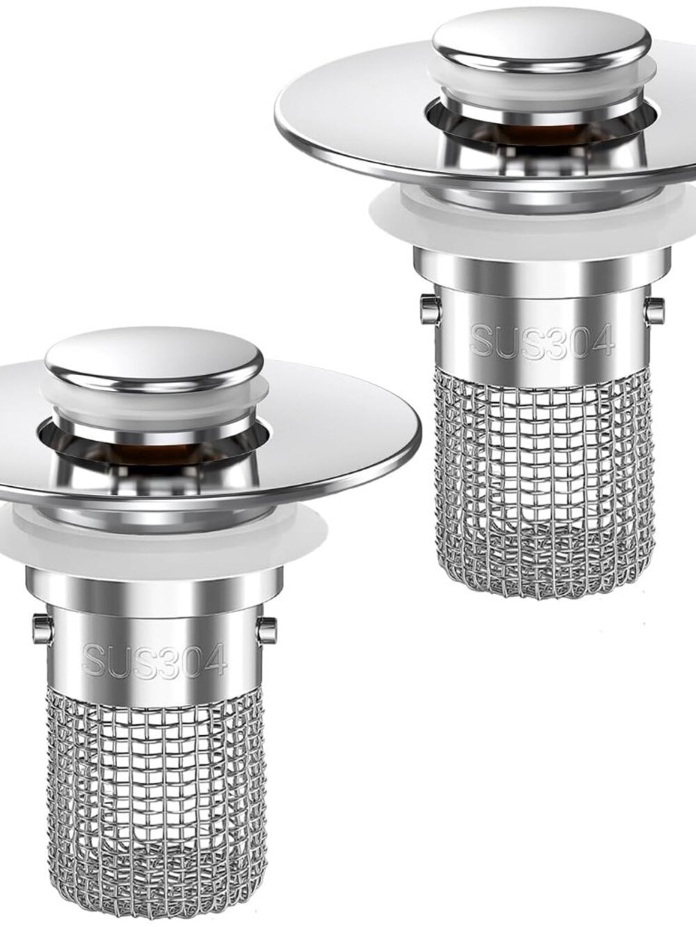 Sink Stopper Hair Catcher,2PCS Pop-up Sink Drain Strainer with Removable Stainle